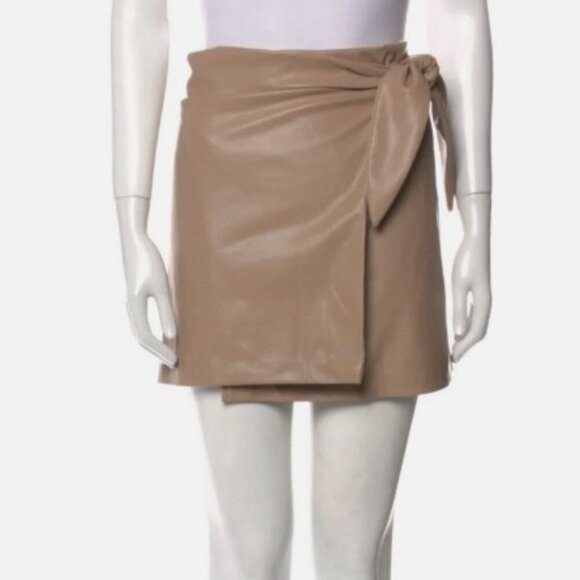 Jason Wu Tan Faux Leather Wrap Belted Mini Skirt Women's Size XS Summer - Picture 1 of 9